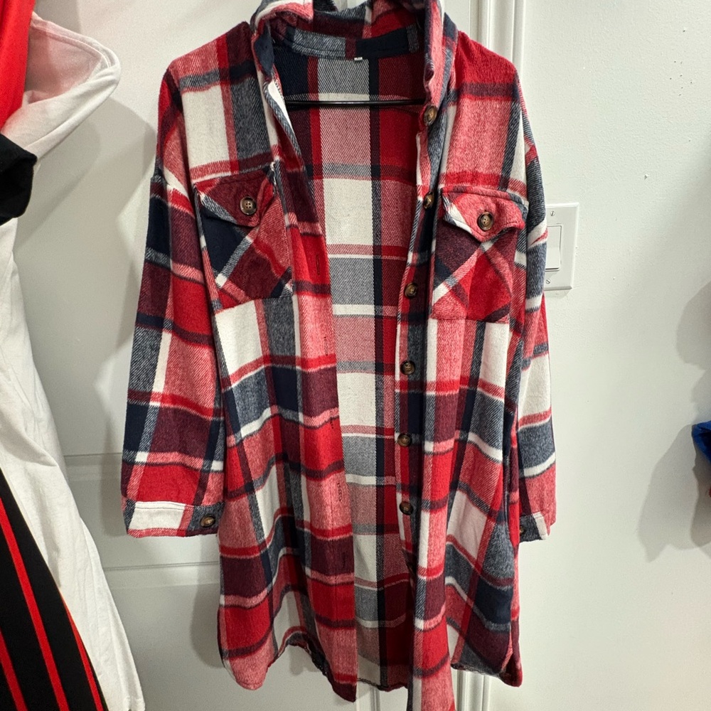 Plaid Button-Up Shirt Jacket